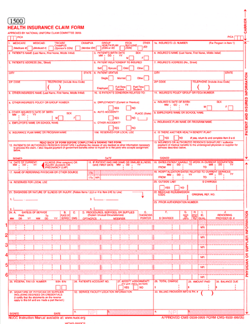 Free Printable Cms 1500 Form Printable Forms Free Online