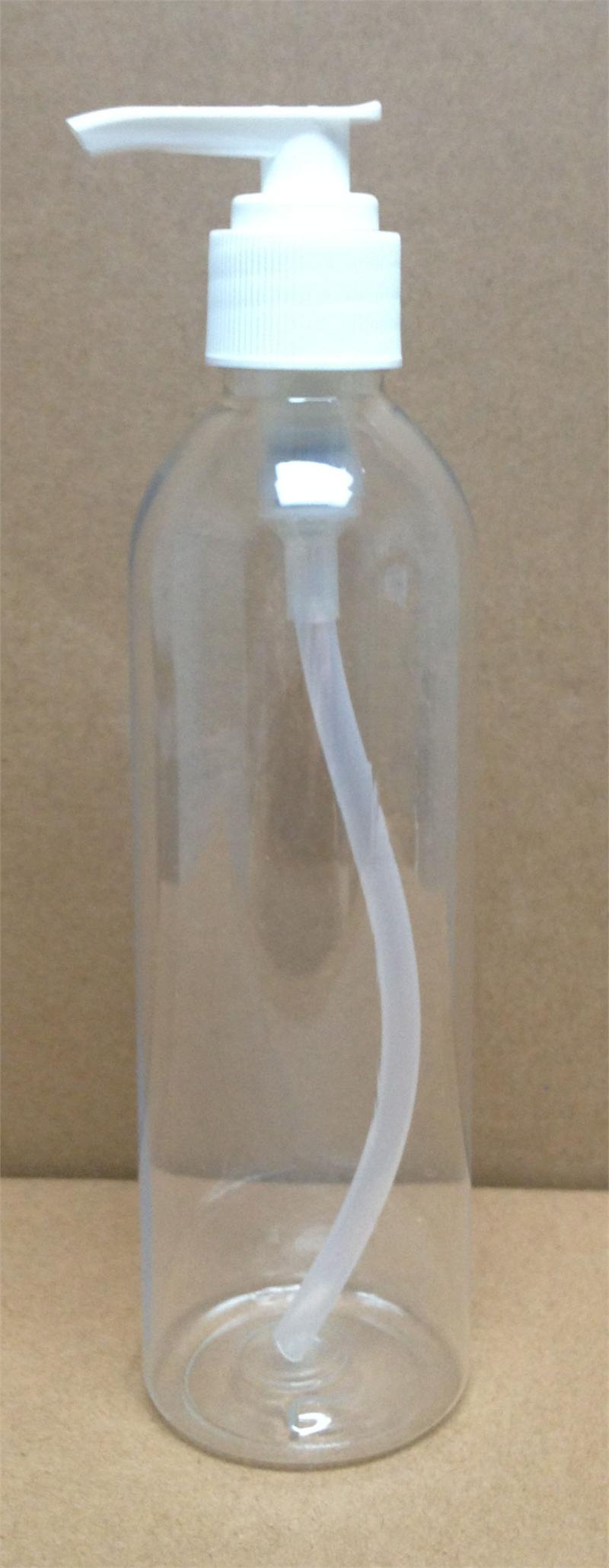 8.5oz Massage Bottle with Pump, Clear Plastic